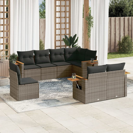 vidaXL Garden Sofa Set Grey PE rattan Large Modular Garden Sofa Set