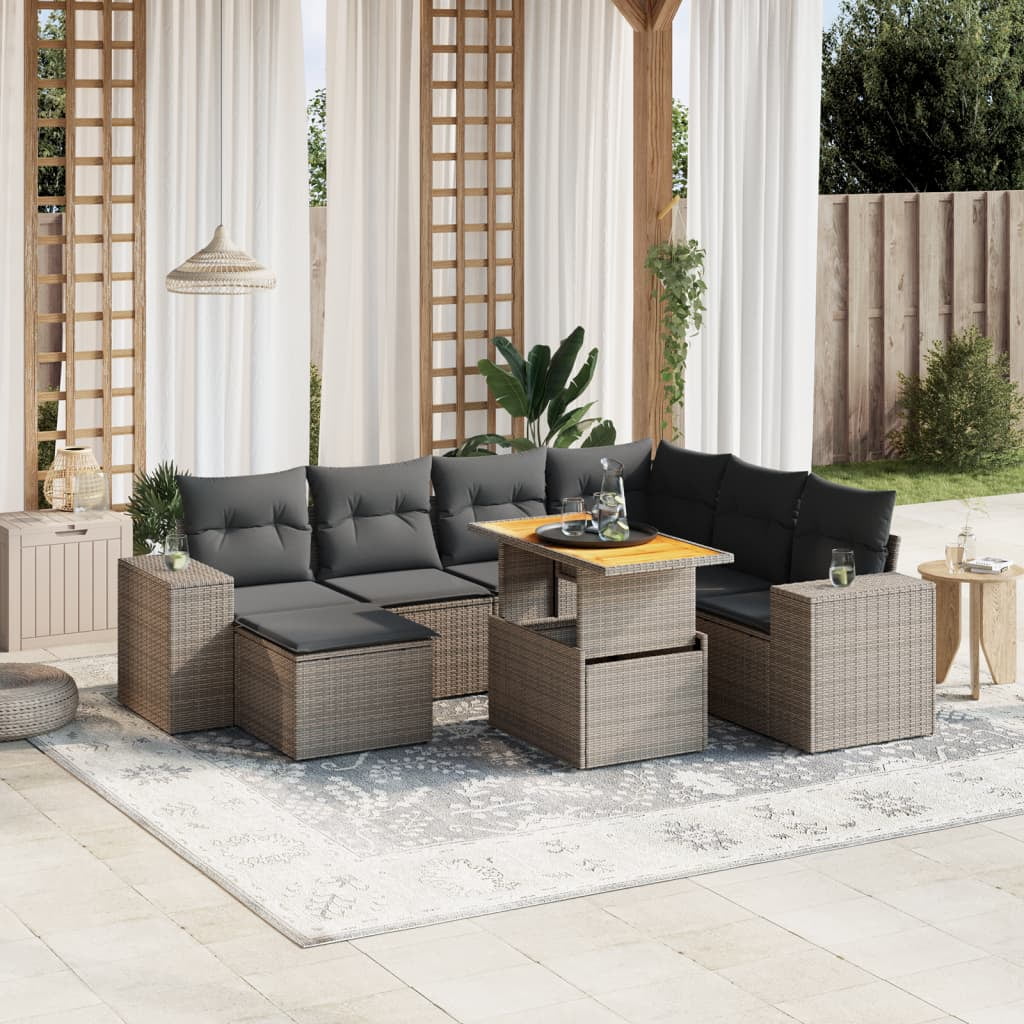 vidaXL Garden Sofa Set Grey PE rattan Large Modular Garden Sofa Set