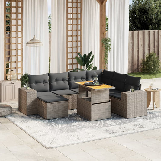 vidaXL Garden Sofa Set Grey PE rattan Large Modular Garden Sofa Set