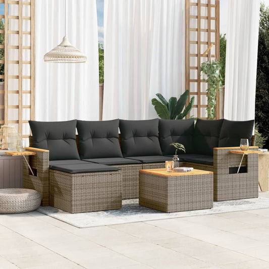 vidaXL Garden Sofa Set Grey PE rattan Large Modular Garden Sofa Set