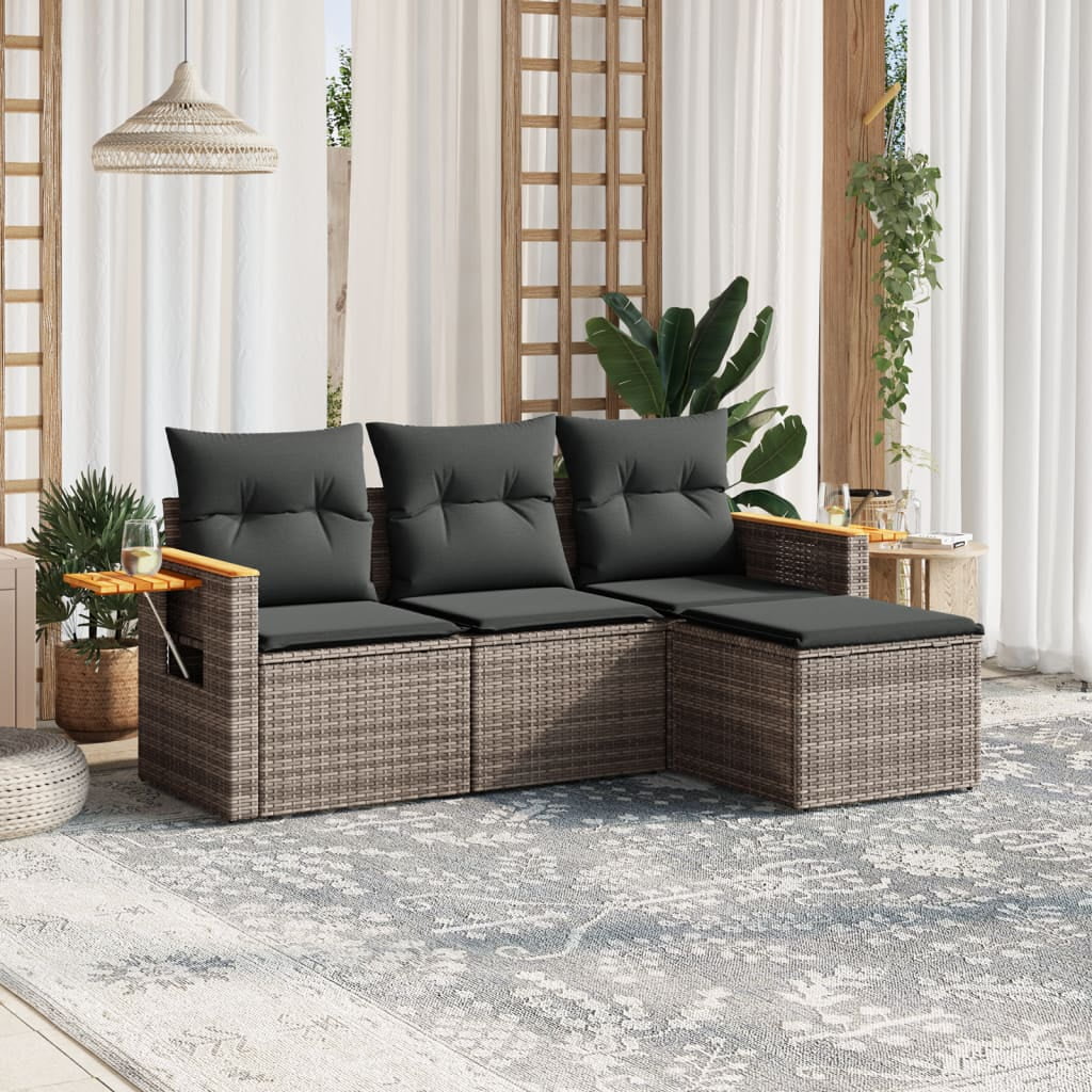 vidaXL Garden Sofa Set Grey PE rattan Standard Modular