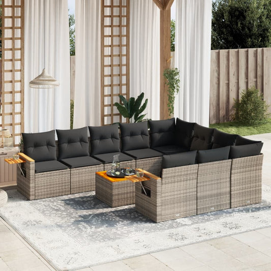 vidaXL Garden Sofa Set Grey PE rattan UV-resistant materials