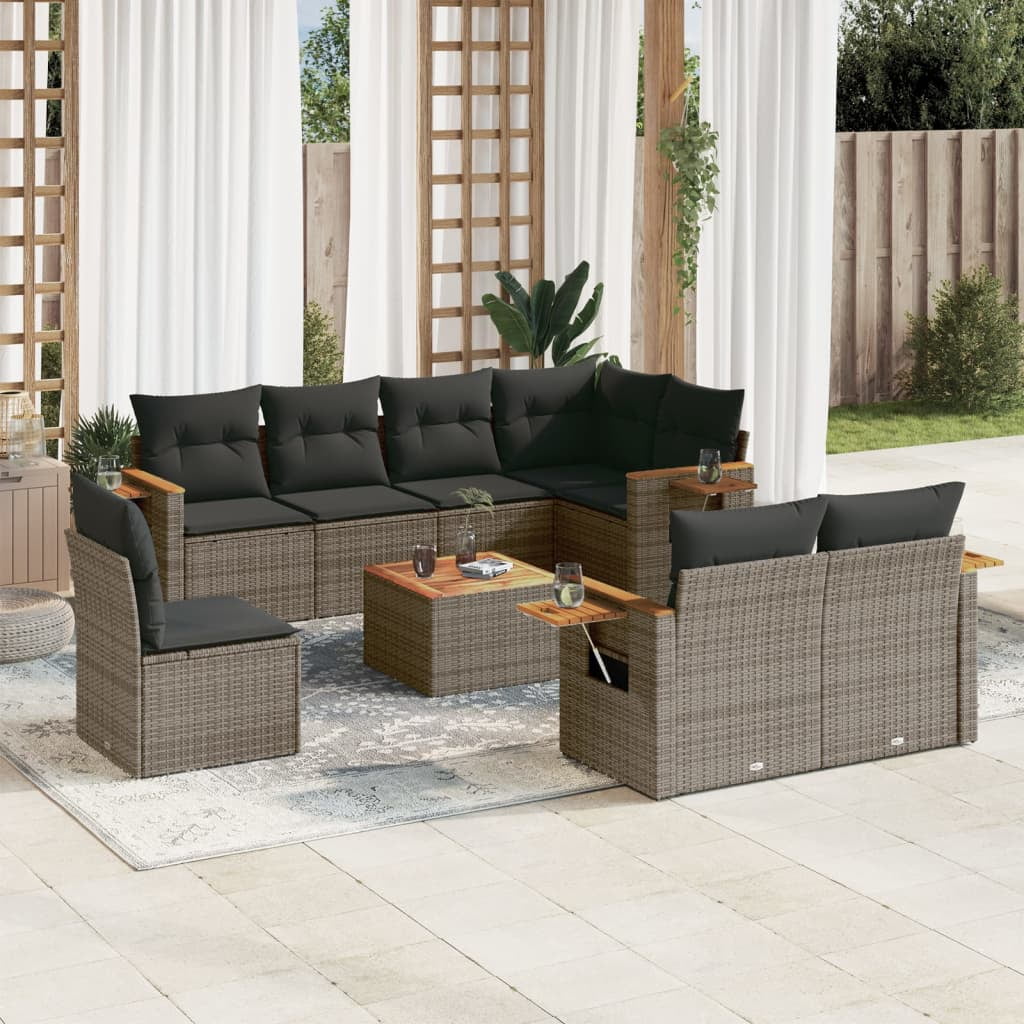 vidaXL Garden Sofa Set Grey Poly Rattan One size fits all Modular