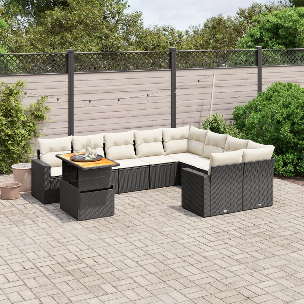 vidaXL Patio Sofa Set Black, Cream White